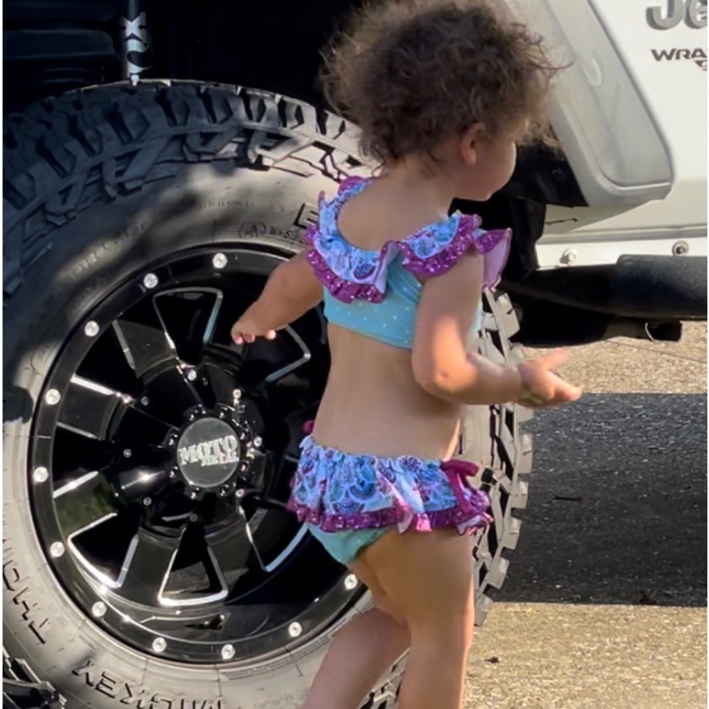 3 pc 2T Cheeky Plum Mermaid Cap Sleeve Bikini Swim Suit NWT & Cover So Cute!!!